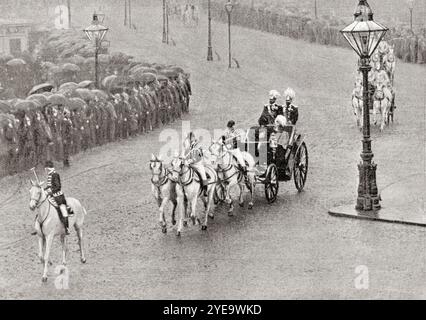 Das Treffen der Kaiser in Wien, 1897. Wilhelm II., 1859–1941. Letzter deutscher Kaiser und König von Preußen, 1888 - 1918. Franz Joseph I. oder Franz Joseph I., 1830–1916. Kaiser von Österreich und König von Ungarn. Aus der Graphic Illustrated Weekly Zeitung, erschienen 1897. Stockfoto