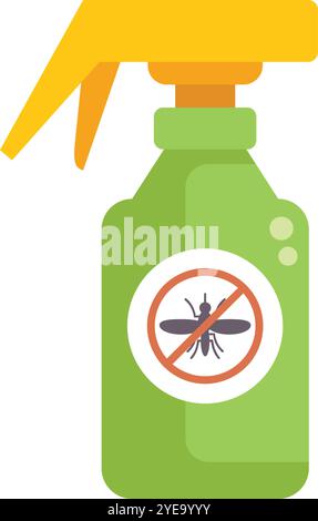 Grüne Sprühflasche zum Schutz vor Mücken mit Stoppschild-Symbol, Konzept von Repellent oder Insektizid Stock Vektor