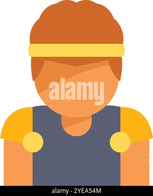 Einfache bunte Vektor-Illustration eines jungen römischen Legionärs, der traditionelle Militäruniform und Stirnband trägt Stock Vektor