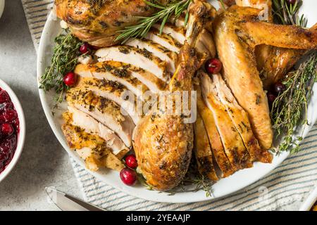 Festtage Thanksgiving Truthahn Dinner Teller mit allen Seiten Stockfoto