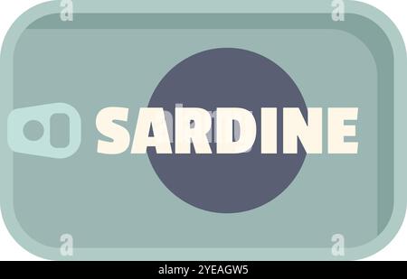 Geschlossene rechteckige Sardinendose mit Zuglasche, die eine minimalistische Illustration von konservierten Fischverpackungen zeigt Stock Vektor