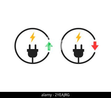 Symbole für steigende oder fallende Energielieferungen Stock Vektor