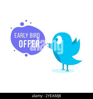 Blue Early Bird Angebot wie Rabatt Stock Vektor