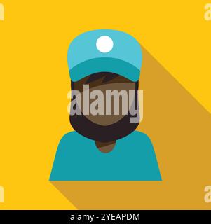 Illustration einer muslimischen Krankenschwester in Hijab und Uniform, dargestellt in flachem Design mit langem Schatten Stock Vektor