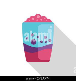 Erfrischender Sprudeltee in einer farbenfrohen Tasse mit rosa Tapiokaparlen, einem beliebten taiwanesischen Getränk Stock Vektor