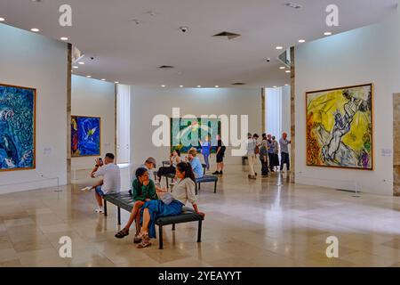 Frankreich, Alpes-Maritimes, Nizza, Marc Chagall Nationalmuseum, Raum mit Gemälden der biblischen Botschaft Stockfoto