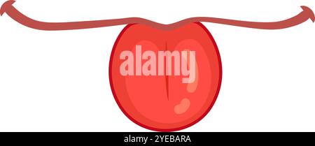 Die rote Karikaturzunge leckt eifrig die Lippen in Erwartung einer köstlichen Mahlzeit, die Hunger und Spannung zum Ausdruck bringt. Perfekt für soziale Medien und Marketing Stock Vektor