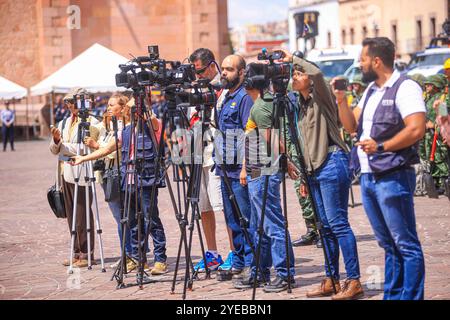 Presse , Video prensa in Zacatecas Mexiko. Kolonialzone der Hauptstadt des Bundesstaates Zacatecas 2023. Kolonialstadt © (© Foto von LuisGutierrez / NortePhoto /NortePhoto.com) Zacatecas Mexiko. Zona Colonial de ciudad Hauptstadt del estado de Zacatecas 2023. ciudad Colonial © (© Foto por LuisGutierrez/NortePhoto/NortePhoto.com ) Stockfoto