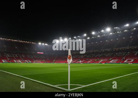 Manchester, Großbritannien. 30. Oktober 2024. Ein allgemeiner Blick auf das Innere von Old Trafford, Heimstadion von Manchester United vor dem letzten 16 Spiel des Carabao Cup Manchester United gegen Leicester City in Old Trafford, Manchester, Großbritannien, 30. Oktober 2024 (Foto: Gareth Evans/News Images) in Manchester, Großbritannien am 30. Oktober 2024. (Foto: Gareth Evans/News Images/SIPA USA) Credit: SIPA USA/Alamy Live News Stockfoto