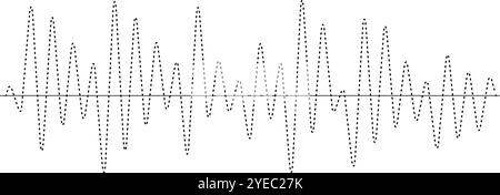 Die gepunktete Linie bildet ein sich wiederholendes Wellenmuster nach oben und unten, das Konzepte wie Klang, Vibration, Frequenz oder Zyklus hervorruft Stock Vektor