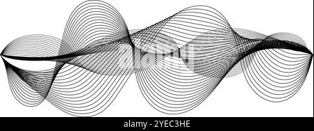 Anmutige schwarze Linien verdrehen sich vor einem weißen Hintergrund und verleihen Energie und Fluss. Elegant und modern, perfekt für Banner und Tapeten Stock Vektor