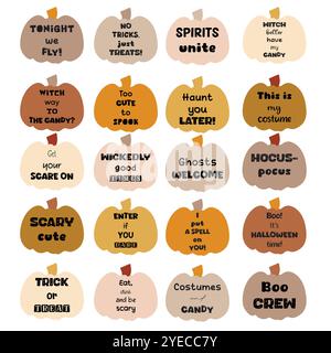 Set of Halloween theme quotes. Vector design elements. Stock Vektor