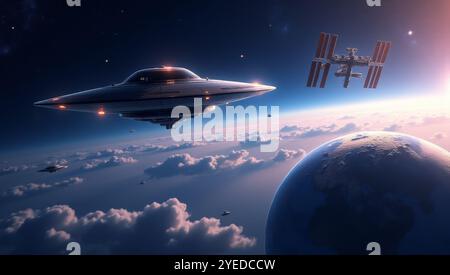 UFOs auf der Erde Stockfoto