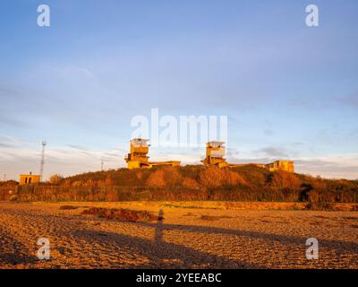 Feuerwehrtürme, Landwache Fort, Felixstowe, Suffolk Stockfoto