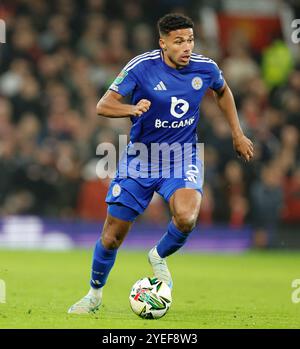 Old Trafford, Manchester, Großbritannien. 30. Oktober 2024. Carabao Cup Letzte 16 Football, Manchester United gegen Leicester City; James Justin von Leicester City Credit: Action Plus Sports/Alamy Live News Stockfoto