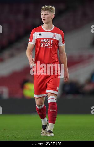 Middlesbrough's Harley Hunt während des Premier League International Cup Spiels zwischen Middlesbrough und Olympique Lyonnais im Riverside Stadium, Middlesbrough am Mittwoch, den 30. Oktober 2024. (Foto: Scott Llewellyn | MI News) Credit: MI News & Sport /Alamy Live News Stockfoto