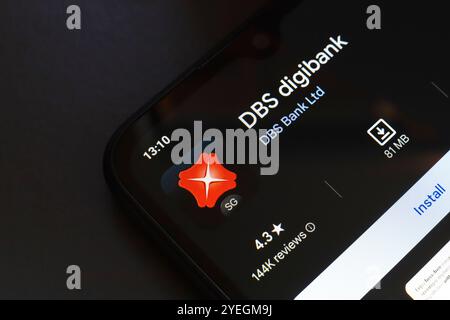 31. Oktober 2024, Brasilien. In dieser Abbildung wird das Logo der DBS Digibank App auf einem Smartphone-Bildschirm angezeigt Stockfoto