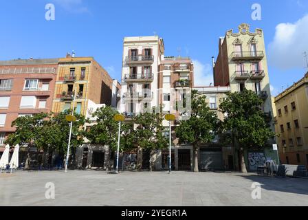 Plaza del Sol in Gràcia, Barcelona, Spanien. Stockfoto