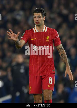 Brighton, Großbritannien. September 2024. Brighton, England - Oktober 30: Liverpool-Spieler Dominik Szoboszlai beim Carabao Cup 2024/25 Spiel zwischen Brighton & Hove Albion FC und Liverpool FC im Amex Stadium am 30. Oktober 2024 in Brighton, England. (David Horton/SPP) Credit: SPP Sport Press Photo. /Alamy Live News Stockfoto