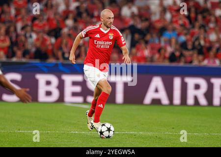 Fredrik Aursnes beim Spiel der UEFA Champions League zwischen SL Benfica und Feyenoord (Maciej Rogowski) Stockfoto