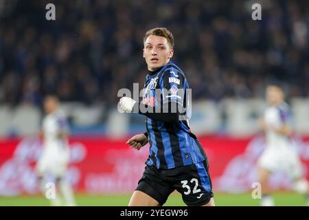 Bergamo, Italien. Oktober 2024. Mateo Retegui aus Atalanta wurde während des Spiels Der Serie A Enilive zwischen Atalanta und Hellas Verona im Gewiss-Stadion gesehen. Endpunktzahl: Atalanta 6:1 Hellas Verona. Quelle: SOPA Images Limited/Alamy Live News Stockfoto