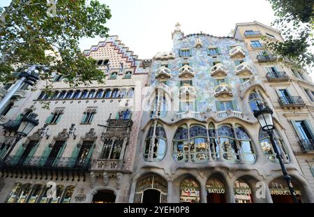 Casa Amatller und Casa Batlló am Passeig de Gràcia in Barcelona, Spanien. Stockfoto