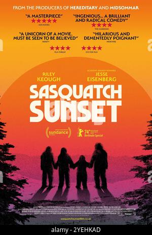 SASQUATCH SUNSET (2024), Regie: DAVID ZELLNER und NATHAN ZELLNER. Beschreibung: Square Peg / The Space Program / ZBI / Album Stockfoto