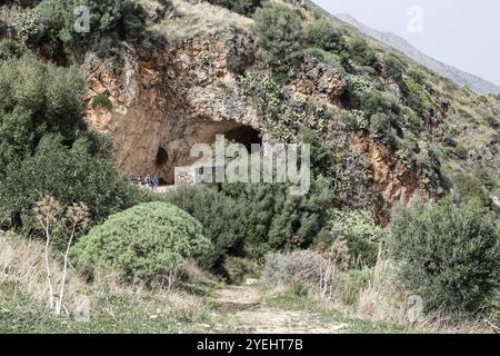 Eintritt zum Zingaro Nationalpark, Sizilien, Italien, Europa Stockfoto