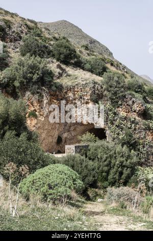 Eintritt zum Zingaro Nationalpark, Sizilien, Italien, Europa Stockfoto