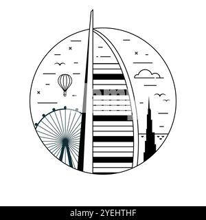 Burj Al Arab Sail Hotel Circle Icon Stock Vektor