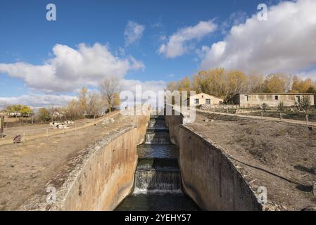 Canal de Castilla, berühmtes Wahrzeichen in Fromista, Palencia, Castilla y Leon, Spanien, Europa Stockfoto