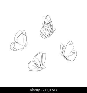 Schmetterling in einer durchgehenden Linienzeichnung. Handgezeichnete Minimalismus-Vektor-Illustration. Stock Vektor