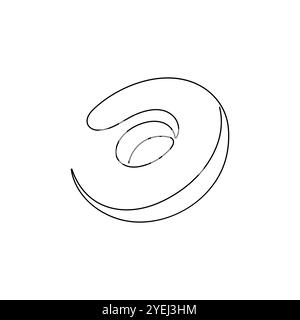 Donut in einer Linie Zeichenstil. Fastfood-Logo. Handgezeichnete Vektor-Illustration für Café, Geschäft oder Lebensmittellieferservice. Stock Vektor