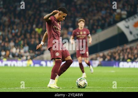 London, Großbritannien. 30. Oktober 2024. Sávio von Manchester City während des Spiels Tottenham Hotspur FC gegen Manchester City Carabao Cup Achtelfinale im Tottenham Hotspur Stadium, London, England, Vereinigtes Königreich am 30. Oktober 2024 Credit: Every Second Media/Alamy Live News Stockfoto