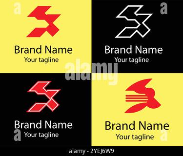 Vier verschiedene Formen eines Logodesigns für Unternehmen. Stock Vektor