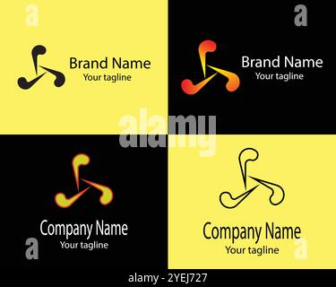 Vier verschiedene Formen eines Logodesigns für Unternehmen. Stock Vektor