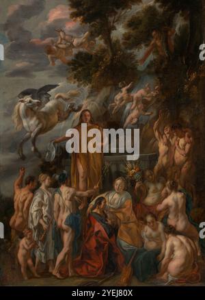 Allegorie des Dichters Jacob Jordaens (Südholland, 1593–1678) um 1660 Gemälde Öl auf Leinwand Stockfoto