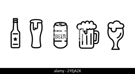 Draft Becher Linie Symbol. Lineares Schild für mobiles Konzept und Webdesign. Glas gefüllt mit Fassbier Konturvektorsymbol. Pub-Symbol, Logo illu Stock Vektor