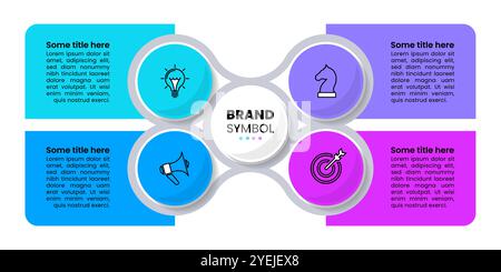 Infografik-Vorlage mit Symbolen und 4 Optionen oder Schritten. Kann für Workflow-Layout, Diagramm, Banner, webdesign verwendet werden. Vektorgrafik Stock Vektor