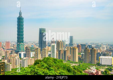 Wunderbarer Blick auf Taipeh vom Gipfel des Berges, Taiwan Stockfoto