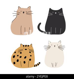 Niedliche Katzen, flache Vektorillustration in einem zeitgenössischen minimalistischen Stil Stock Vektor