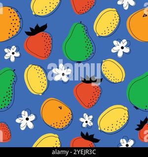 Nahtloses Muster mit saftigen tropischen Früchten Stock Vektor