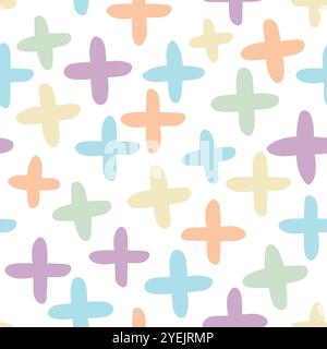Niedliches nahtloses Muster mit bezaubernden pastellfarbenen Elementen auf weißem Hintergrund Stock Vektor