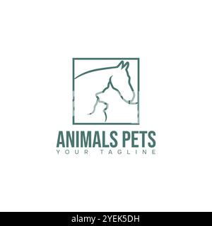 Pferd Hund Katze Tier Logo Design Vektorbild Stock Vektor