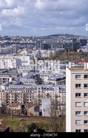 Issy-les-Moulineaux (Pariser Gegend): Blick auf die Viertel Chartreux, La Ferme und Les Iles vom oberen Teil von Issy, Epinettes, mit Boul Stockfoto