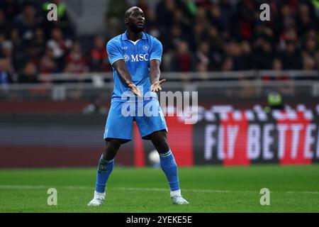 Romelu Lukaku vom SSC Napoli Gesten während des Spiels der Serie A zwischen AC Mailand und SSC Napoli im Stadio Giuseppe Meazza am 29. Oktober 2024 in Mailand. Stockfoto