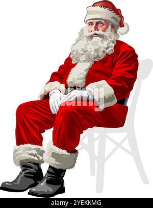 Vektor-Vorlage Santa Claus in sitzender Pose isoliert. Verfügbares eps-10-Format, getrennt durch Gruppen und Ebenen, mit Transparenzeffekten für einen Klick Stock Vektor