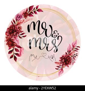 Hochzeitskarte. Hochzeitseinladungskarte, eleganter Blumenstrauß, Rahmen mit Datum und Namensanhänger, Vintage Blumendesign Vektorvorlage. Hochzeits-Tag mit Blumenmuster Stock Vektor