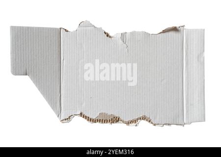 Zerrissene weiße Kartonverpackung auf weißem Hintergrund mit Beschneidungspfad Stockfoto