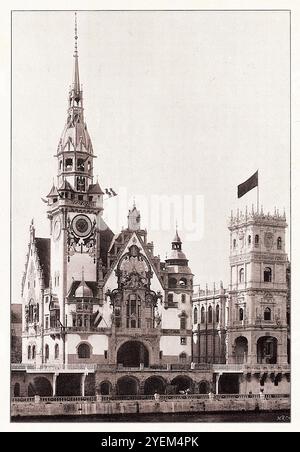 Vintage-Foto von Paris. Das deutsche Haus: Architektur auf der Pariser Weltausstellung 1900. Französischer Architekt: Johannes Radke, Berlin Stockfoto